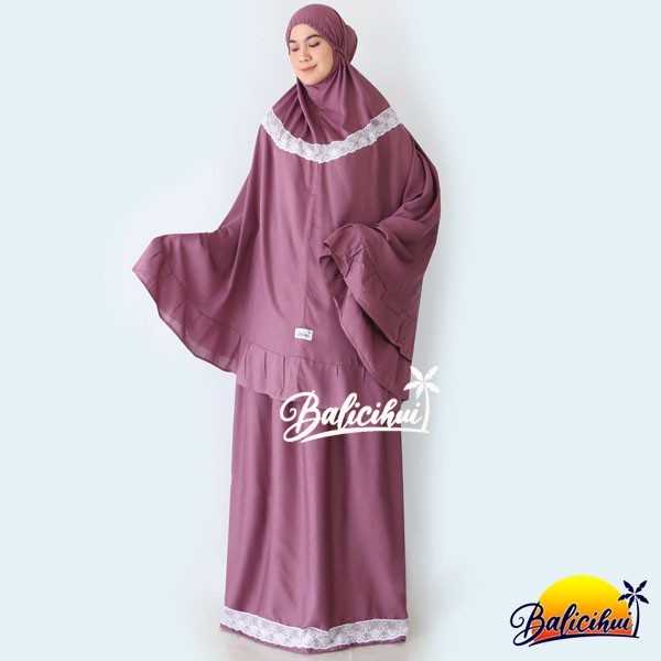 Balicihui Mukena Yasmina Mahogany Polos Mukena Bali Dewasa, Jumbo