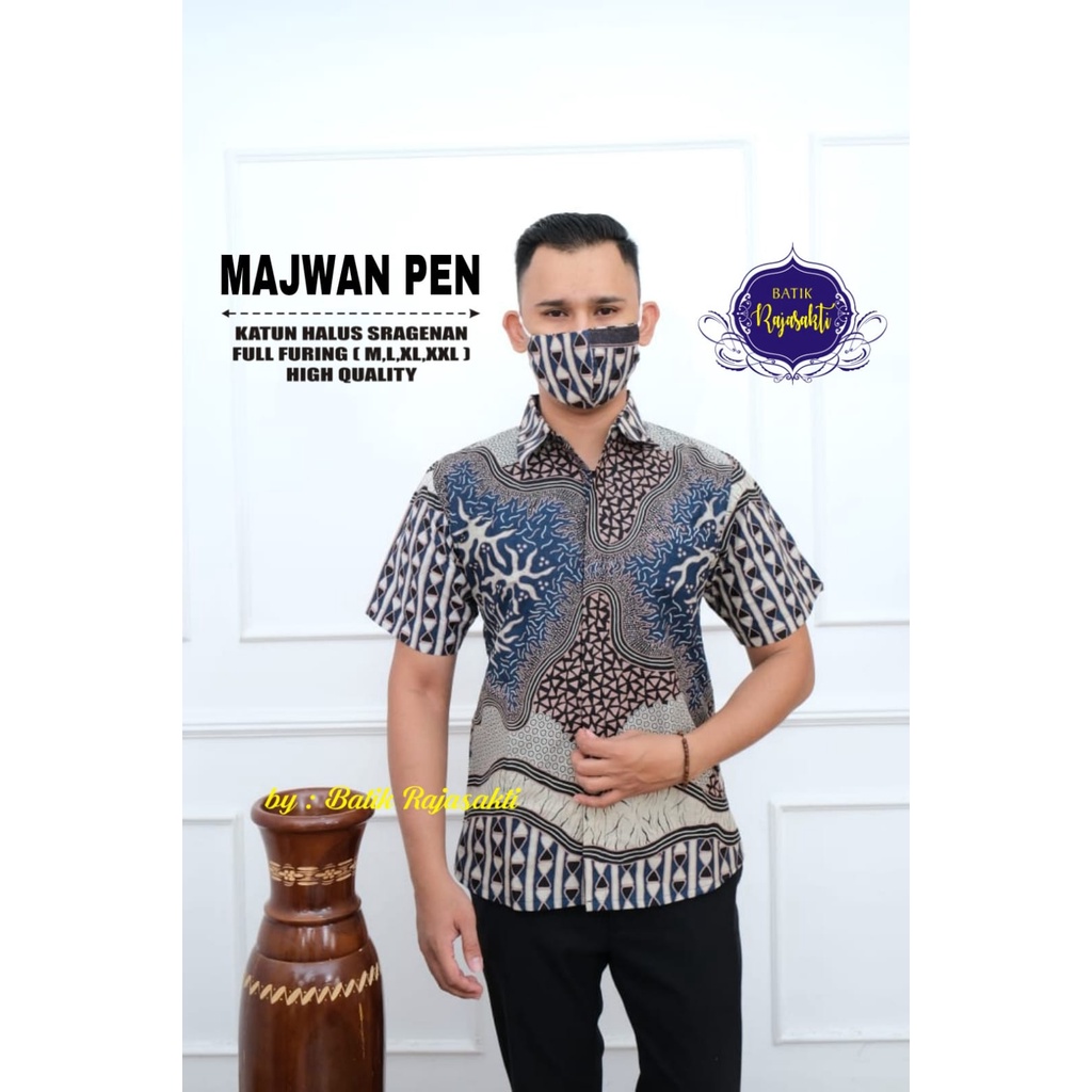 MAJWAN RAJASAKTI KEMEJA BATIK PRIA SOLO LENGAN PENDEK LAPIS FURING PREMIUM AJIBHANU GURDHO PARI BLUE GANDEWA BLUEE NAKULA PEKSI WIYASA BIRU GURDHO KAMANDANU PARANG SKAR BLUE PARANG SKAR KURFA SOGAN HARJA NAVY NOGO MERAH GRAHA LASEM NAKULA  GANDEWA 2