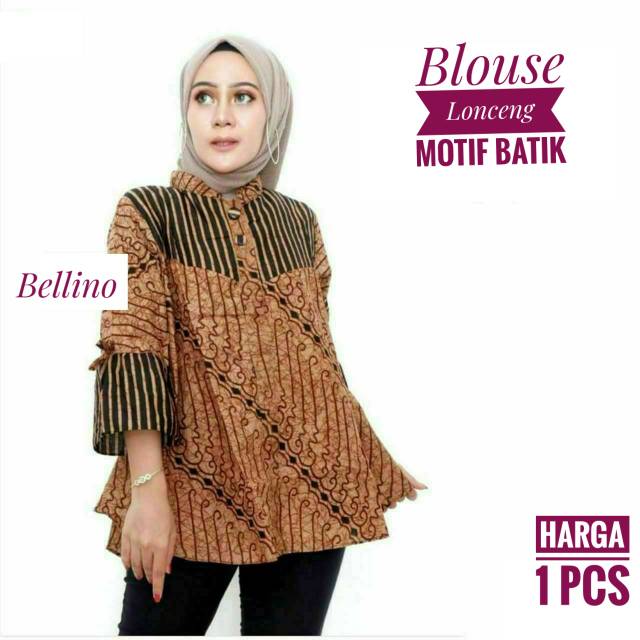 Bellino - Blouse Batik Lengan Terompet/ Baju Atasan Batik Wanita Kancing Depan/ Blus Batik kondangan-8
