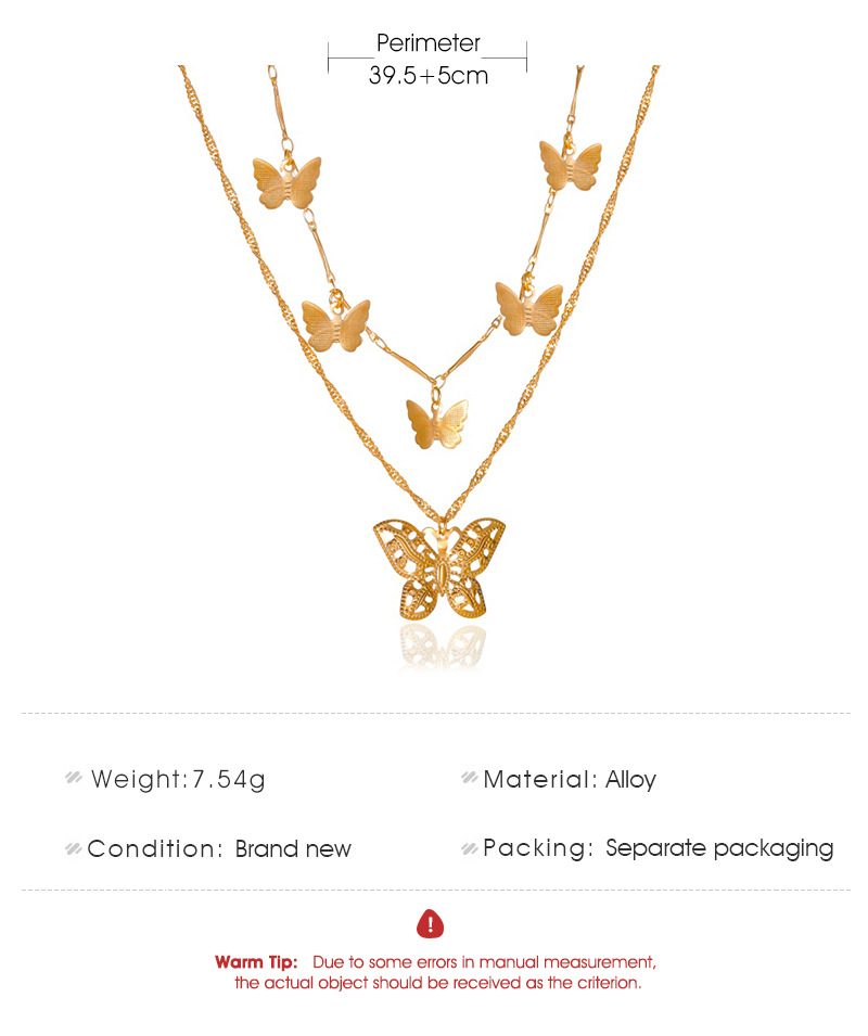 Retro Sederhana Enam Kalung Butterfly Lima Fashion Korea Mengosongkan Rantai Clavicle Wanita Empat Musim Perhiasan Kupu-kupu Yang Indah