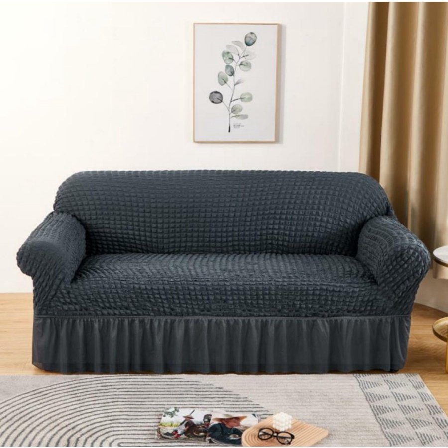 Elastic Sofa Cover With Skirt Stretch Quadruple / Sarung Alas Penutup Sofa Renda