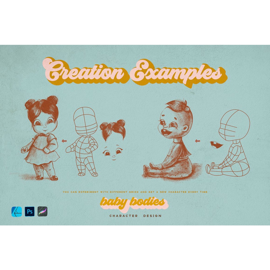 Procreate Brush - Cute Kids Grids for Procreate