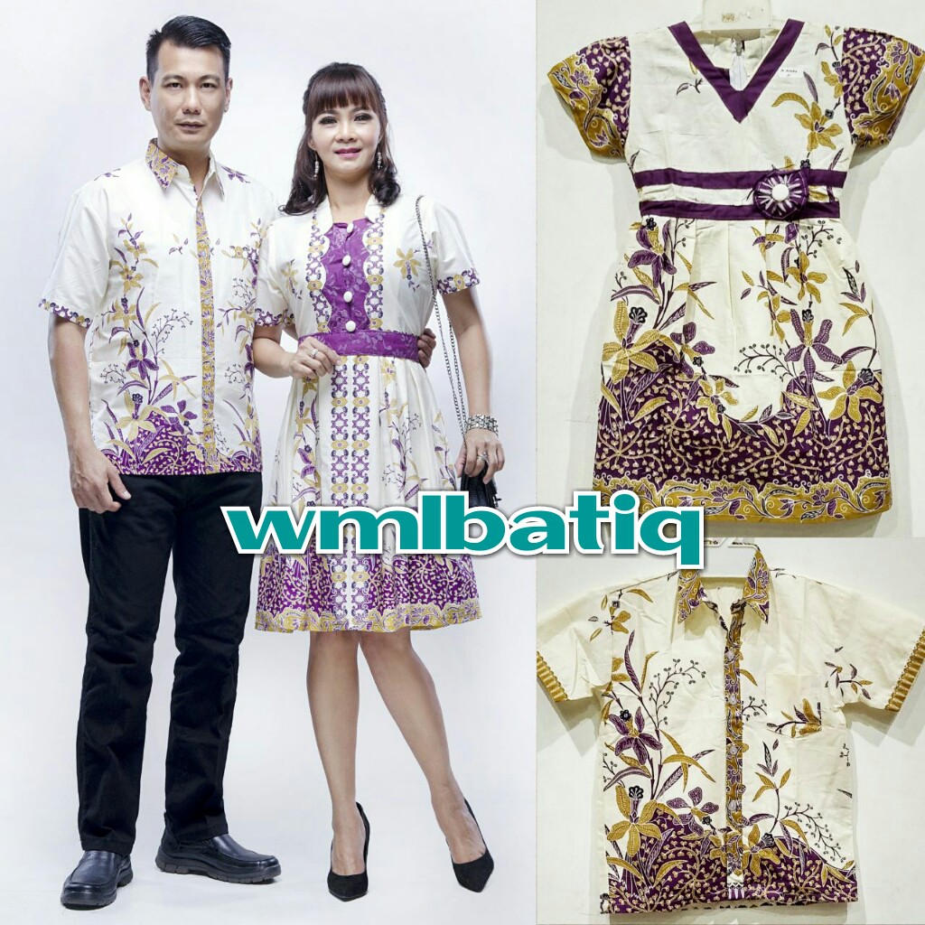 SARIMBIT BATIK KELUARGA/FAMILY DRESS TERUSAN SALISA ANGGREK UNGU