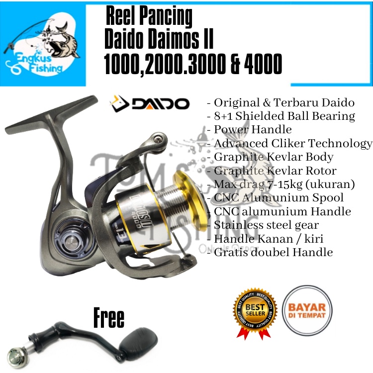 Reel Pancing Terbaru Daido Daimos 2 II 1000 (8+1 Bearing) Murah Original - Engkus Fishing