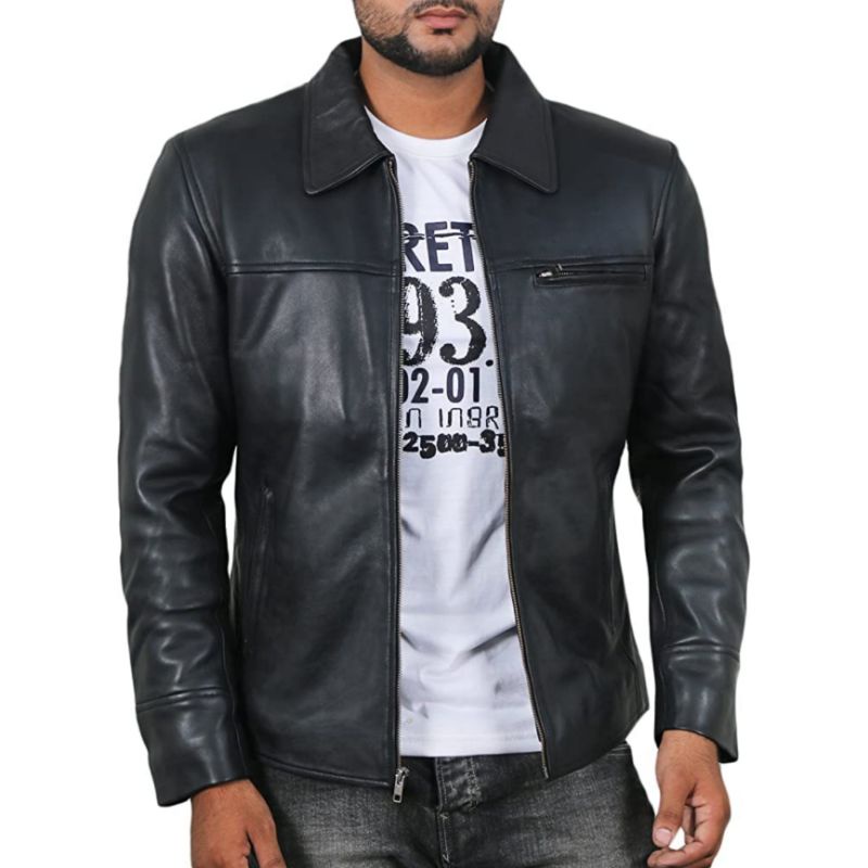 jaket kulit pria original dari kulit domba Garut/jaket kulit asli domba model berkerah