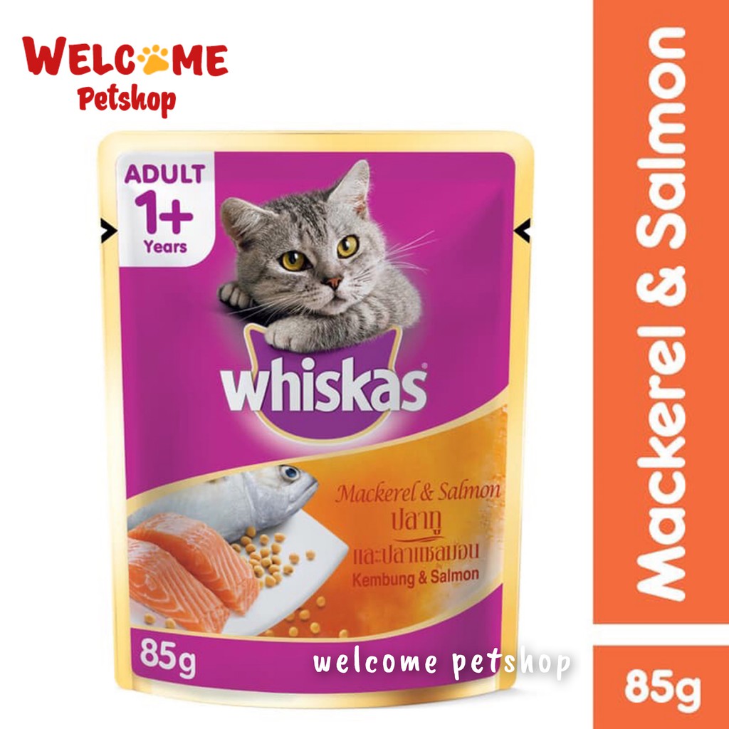 Jual WHISKAS POUCH 85GR MACKEREL SALMON Makanan Kucing Basah