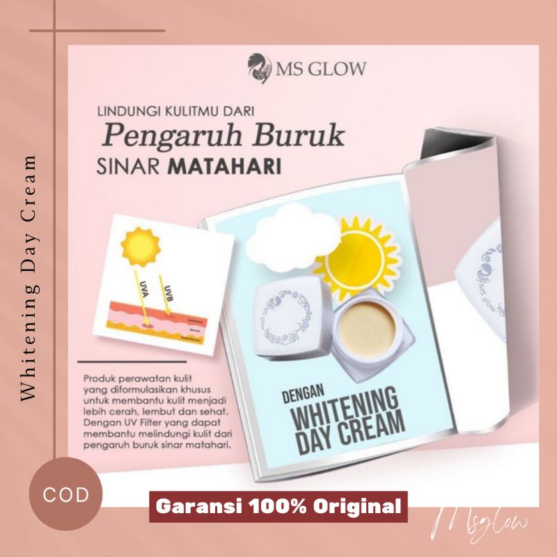 Whitening Day Cream MS Glow Pelembab Wajah | UV Filter | Perawatan Wajah