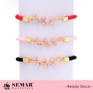  Gelang  Emas  Tali  Serut Sirkon Daun Gold 10K Semar  