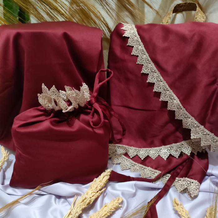 MUKENA- MUKENA SATIN SILK PREMIUM - MAROON -MUKENA.