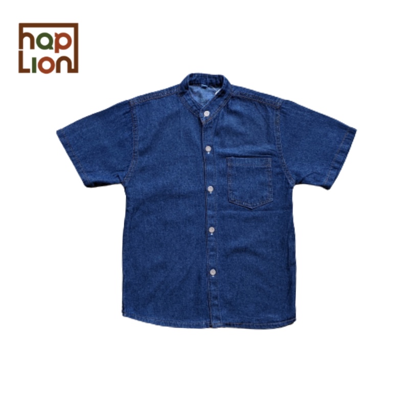 Haplion Kidswear | Kemeja Koko Lengan Pendek Anak Laki-Laki Kemko Jeans Lembut 1- 6 Tahun