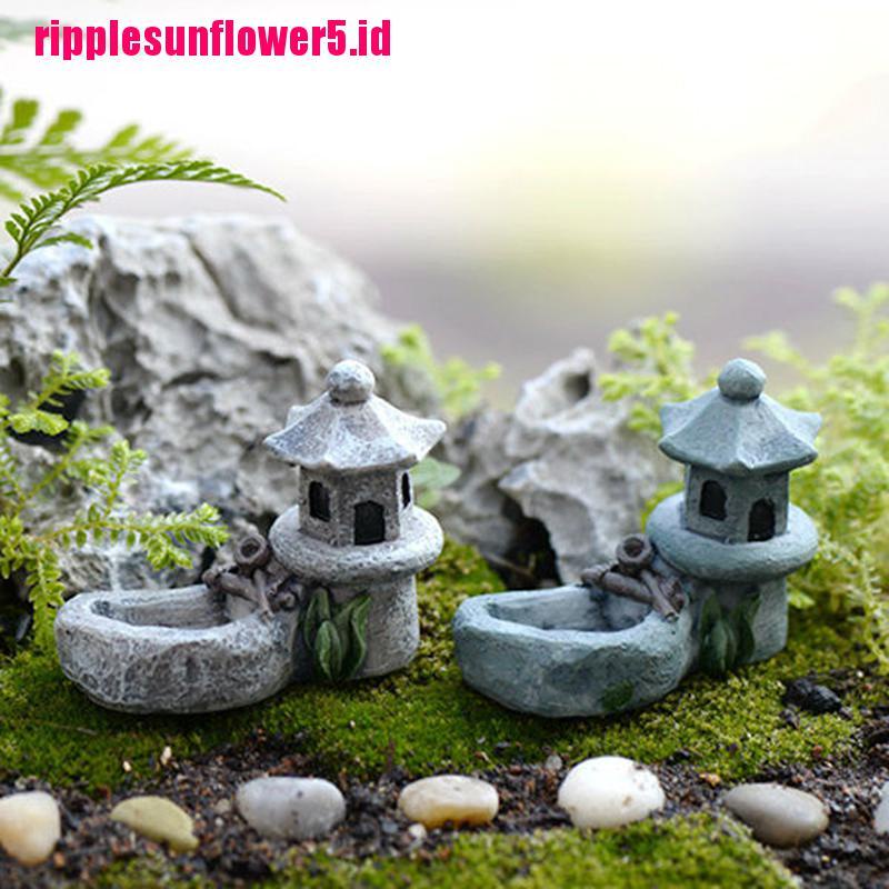 Miniatur Kolam Menara Bahan Resin Gaya Retro Untuk Taman