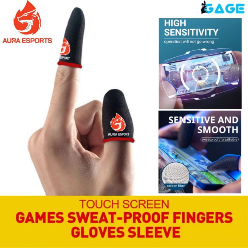 Sarung Gaming Aura E-sport Anti Keringat Sleeve Finger Touch screen Hp Super Sensitive Premium