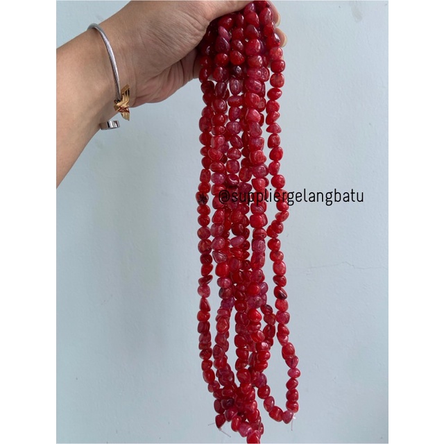 manik Batu alam red agate SERAT Beads 12 x 10mm bahan gelang kalung vintage etnik bali khas asli akik