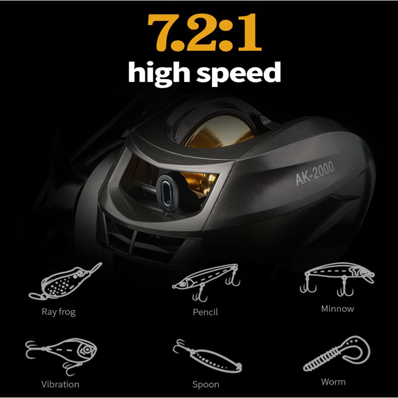 10kg/22LB 7.2:1 12+1BB  Gear Ratio  Baitcasting Reel Pancing Carbon Stainless Ball Pancing Premium Standard Reel   Pancing Katrol Kerekan Fishing Reel Spool Metal Aluminium