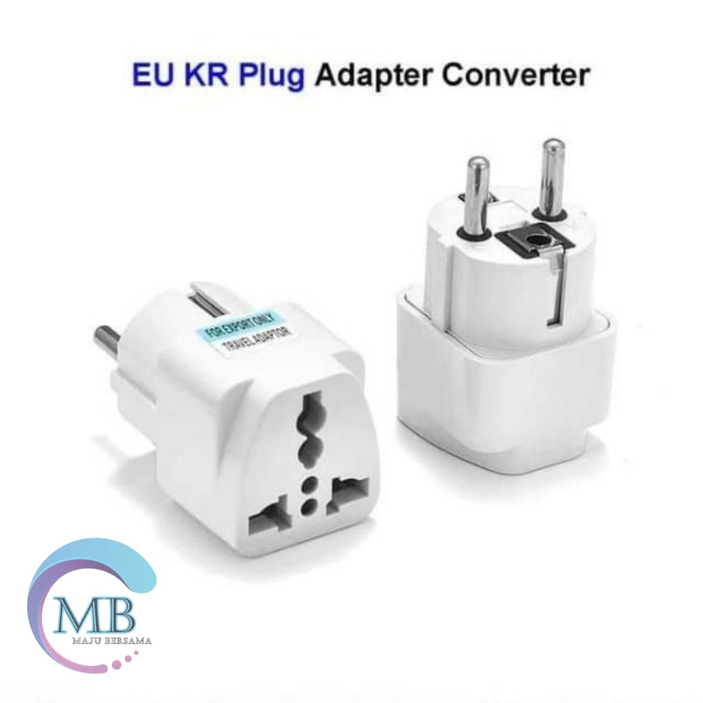 STEKER Adaptor Travel Charger / Sambungan Charger Kaki 3 ke Kaki 2 / EU KR Plug Adapter Converter MB2558