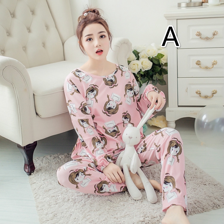 new Baju  tidur korea  piyama leher bulat lengan panjang 