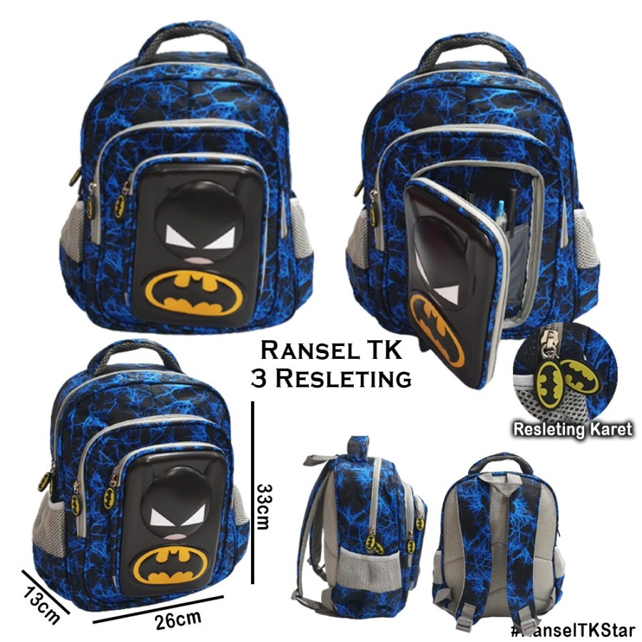 PROMO Tas Ransel Anak Sekolah Laki laki TK - SD Kantung Ajaib Gambar DINO Dinosourus dan Jagoan Super Bintang EMBOS TIMBUL ( Star 10&quot; - 13&quot; ) Pilihan Varian