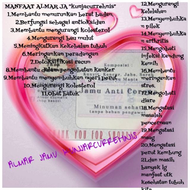 

Jamu Almar kunyit kencur, jahe, serah, kayu manis