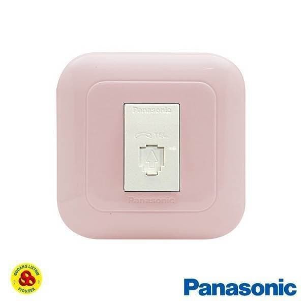 Panasonic Stop Kontak Telp 1G WEJ78019TN + Outlet WEJ2164 Pastel Pink