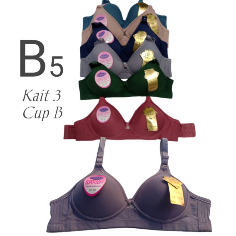 Bh Bra Polos Fema B5 Cup B Kait 3 Super Soft nyaman di pakai menyerap keringat di jamin awet