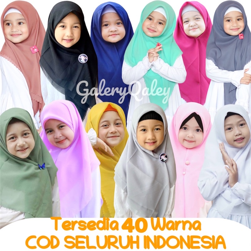 HIJAB SEGIEMPAT KIDS / HIJAB ANAK / BELLASQUARE ANAK / JILBAB ANAK POLOS / KERUDUNG ANAK