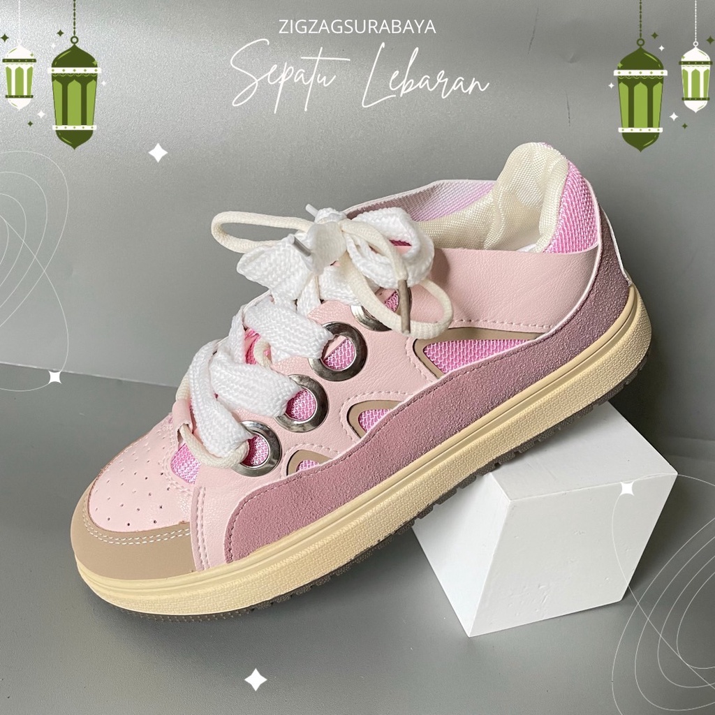 SPD314 SEPATU KOREA PINK KOREAN LOOK BIG HOLE IMPORT