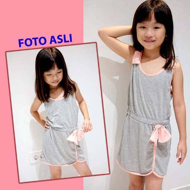 SHR - Dress Anak Perempuan Casual Gray Pink