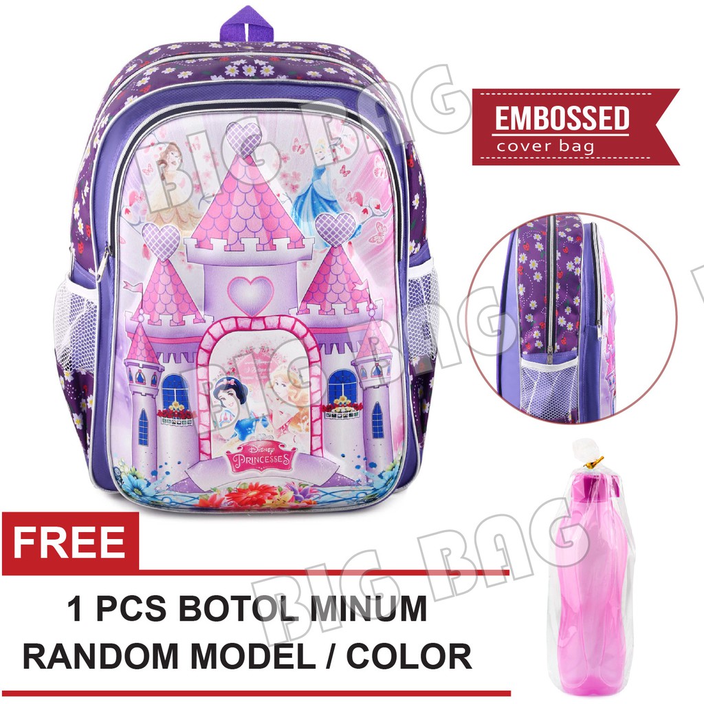 Tas Sekolah Anak Karakter Kartun - CASTLE EMBOSS.RTM + FREE Botol