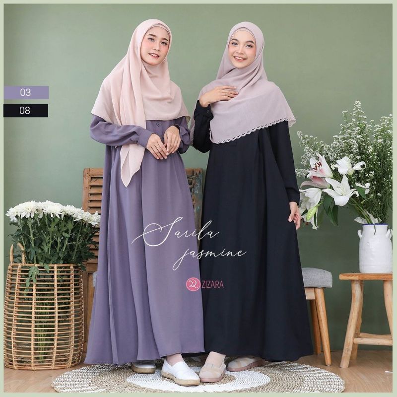 [ZIZARA] SARILA JASMINE - Gamis Syar'i Busui - Afiyahijabshop