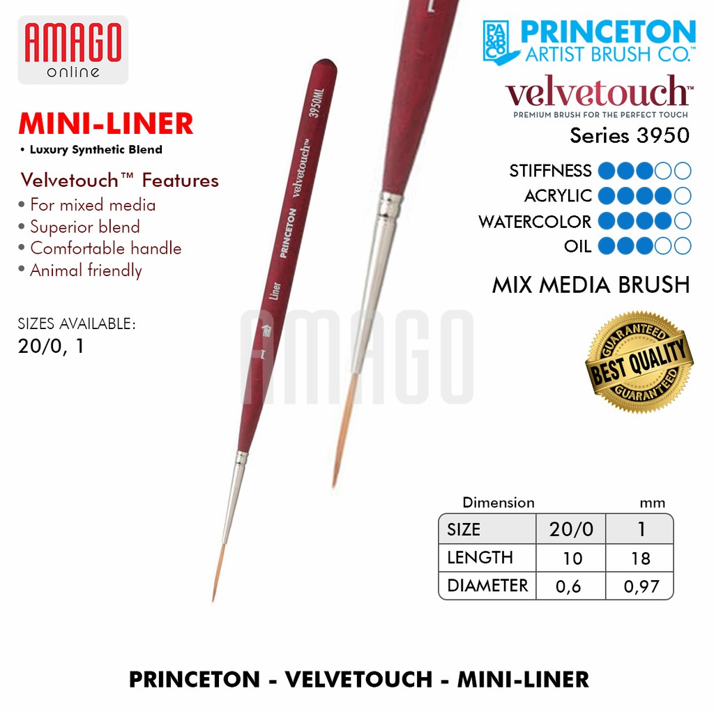 

Brush PRINCETON - Velvetouch -Synthetic - Mini Liner - Kuas Mini