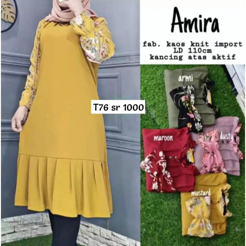 promo fhasion wanita-longdres/tunik bunga amira rempel slimfit premium import/termurah/terbaru