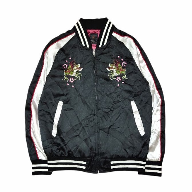 Jaket Sukajan Dragon Embroidery Silk Original Second