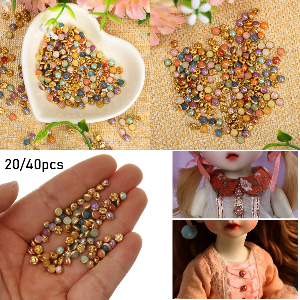 20 / 40Pcs Kancing Mutiara Mini Buatan Tangan untuk Aksesoris Rumah Boneka