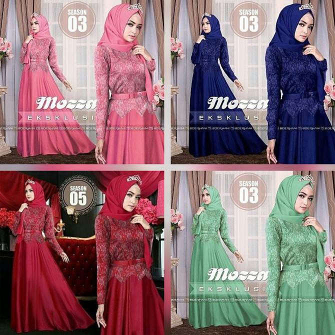 Terlaris Ttop Gamis Syari Brokat Murah Baju Muslim Wanita Buat Pesta - Navy