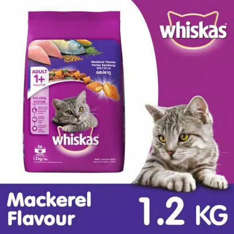 Whiskas Adult Mackerel 1.2kg / catfood makanan kucing kering whiskas