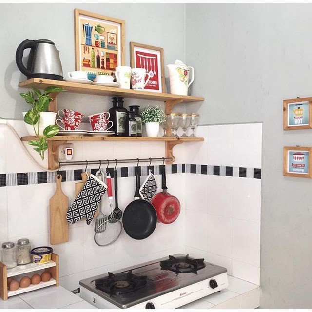 Rak Dapur Minimalis Unik / Kayu Pinus / Rak Dapur Kayu Pinus