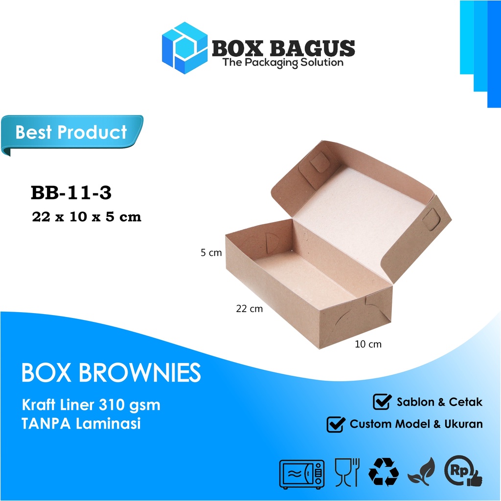 BOX DUS 22x10x5 KRAFT 310 GSM - KOTAK HAMPERS BROWNIES BOLEN KUE ROTI SNACK