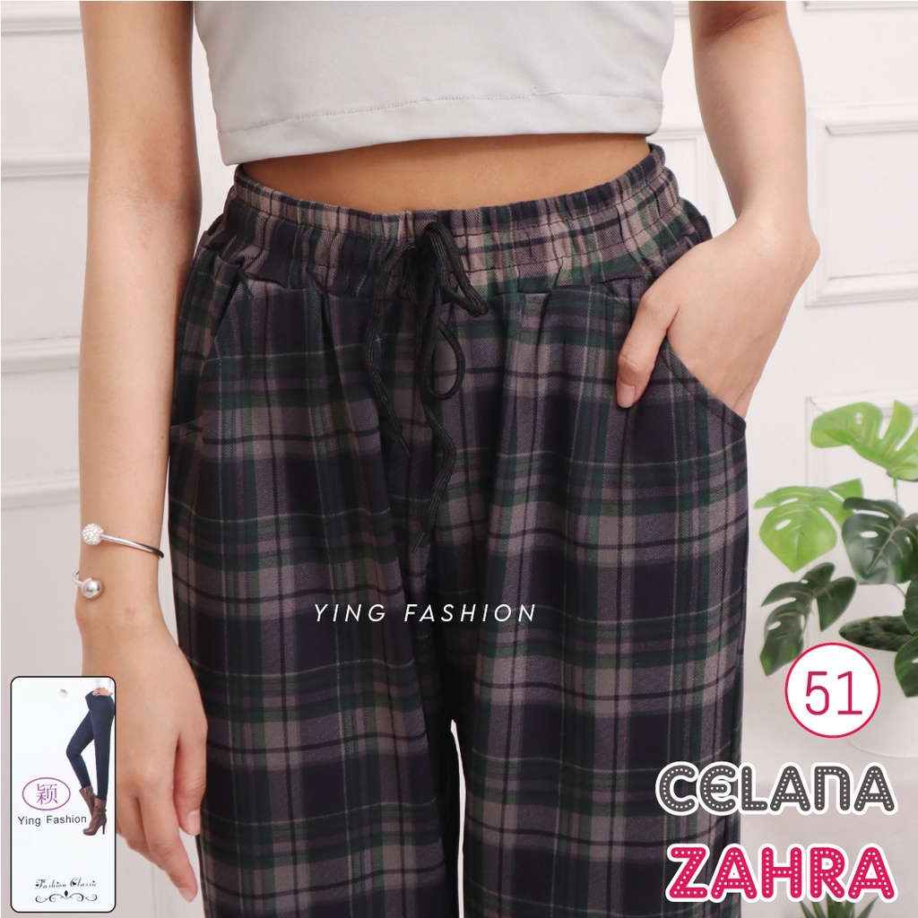 CELANA YING # 51 / CELANA KERJA WANITA / Celana tartan kotak wanita / CELANA BAHAN MELAR / CELANA JUMBO WANITA / CELANA YING FASHION