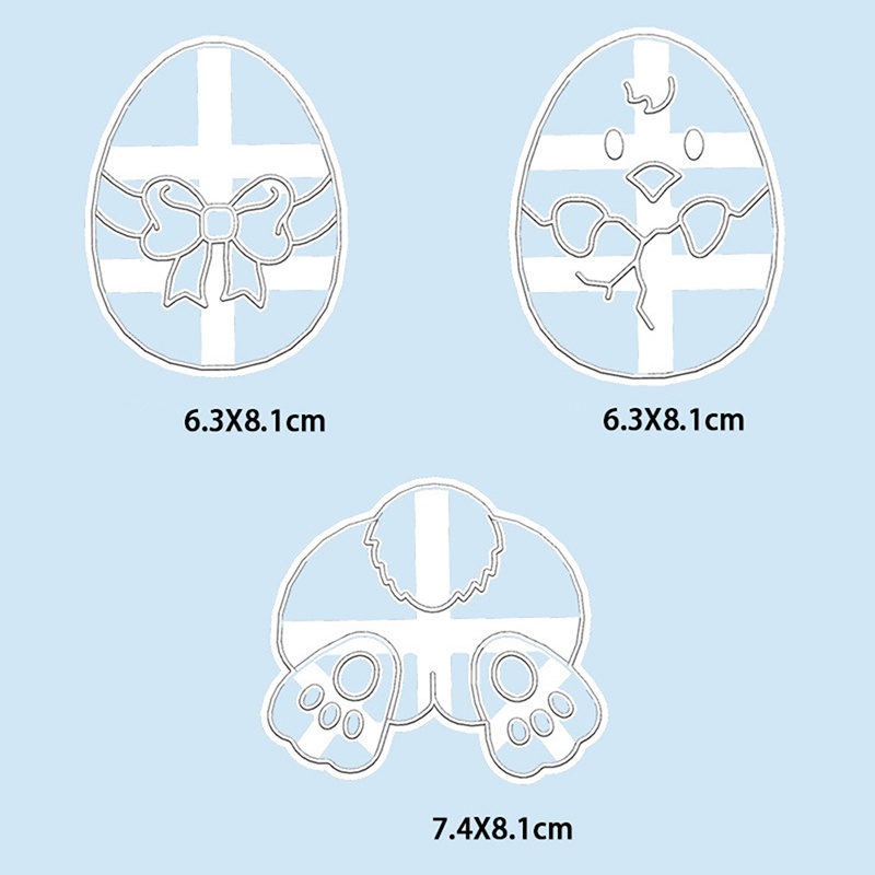 3pcs Cetakan Pemotong Adonan Kue Fondant Desain Easter Egg Chicken Rabbit Untuk Dekorasi