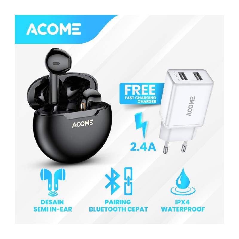 TWS Resmi Earbuds Garansi Airdots Unik 1 5.0 Acome Earphone T2 Bluetooth Tahun Limited Headset LED