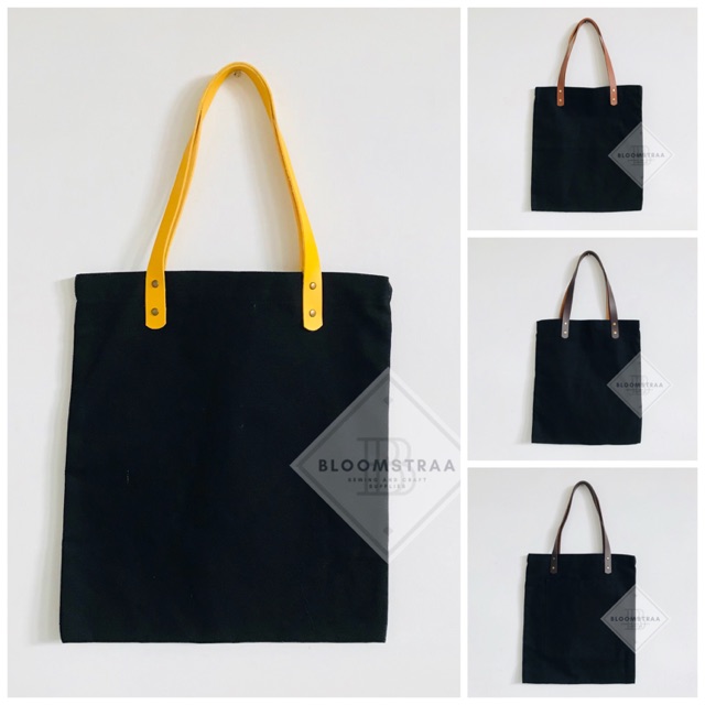 Canvas Tote Bag Handle Kulit Canvas Tote Bag with synthetic leather handle tote bag kanvas totebag