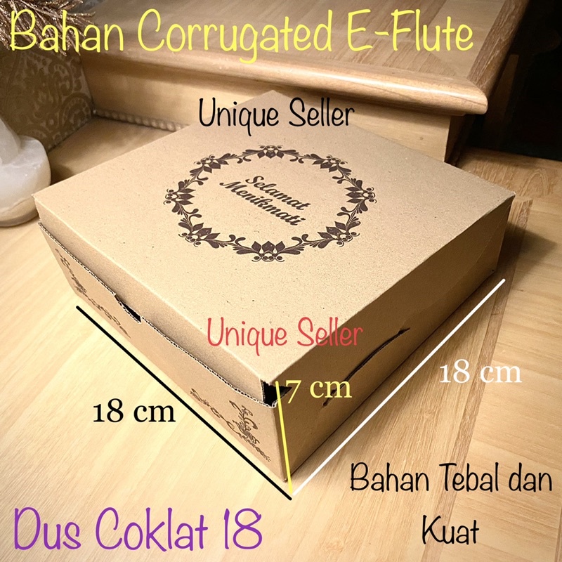 Dus Box Kotak Nasi R8 18x18x7 Eflute Selamat Menikmati MINIMAL PEMBELIAN 10 PCS / Dus Coklat 18 x 18 x 7 / Dus Box Kotak Packaging Olshop 18x18 x 7 / Dus Box Kotak Hampers 18x18x7 Corrugated EFlute