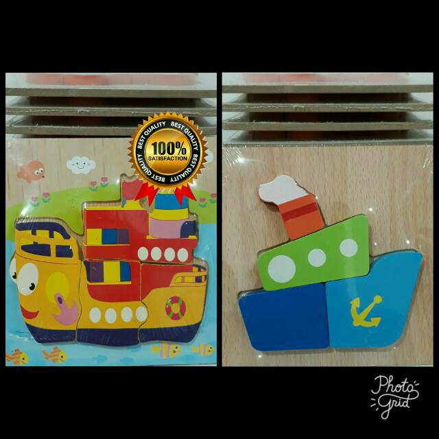 Mainan Anak Puzzle Kayu 3D Kapal