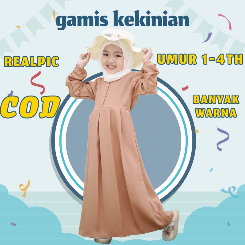 Baju Gamis Pakaian Muslim Anak Bayi Balita Perempuan Umur 1 2 3 4 Tahun Terbaru 2022 Syari Cewek Kek
