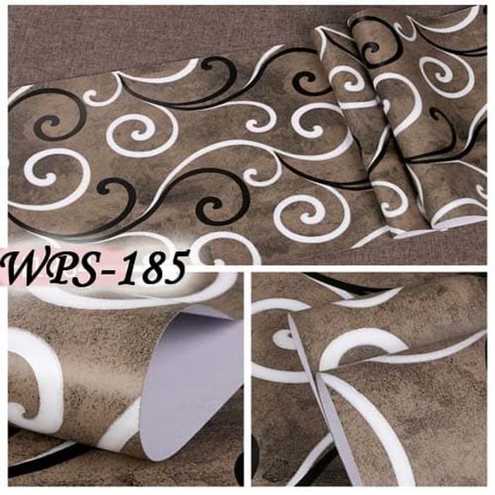 Wallpaper sticker dinding rumah Batik Coklat Elegan WPS185-BK walpaper walpeper stiker shabby chic