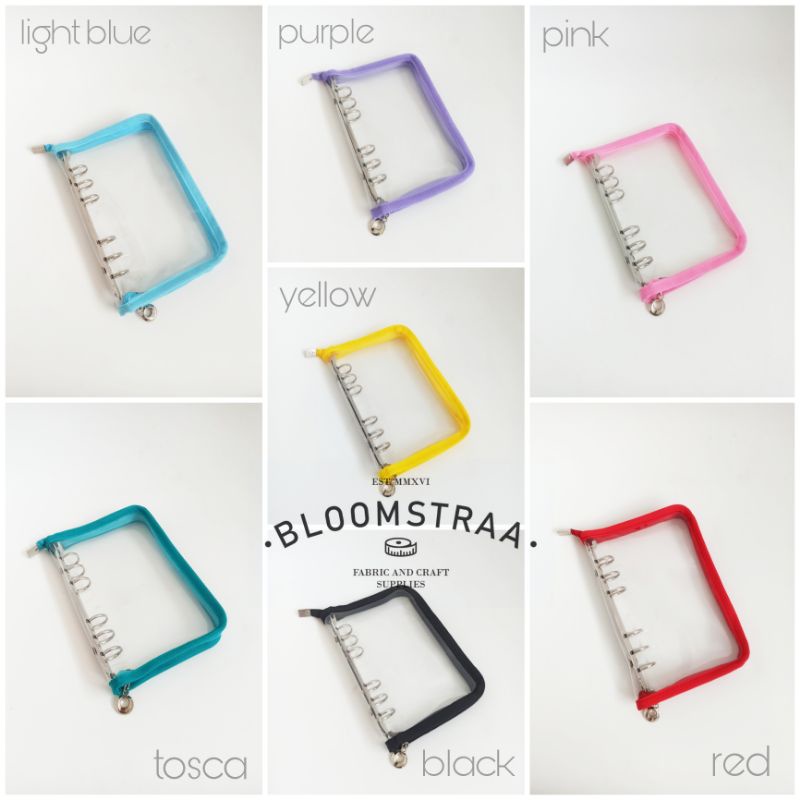 A6R6 Clear Cover Binder Zipper A6 Ring 6 Loose Leaf Mika PVC Transparan