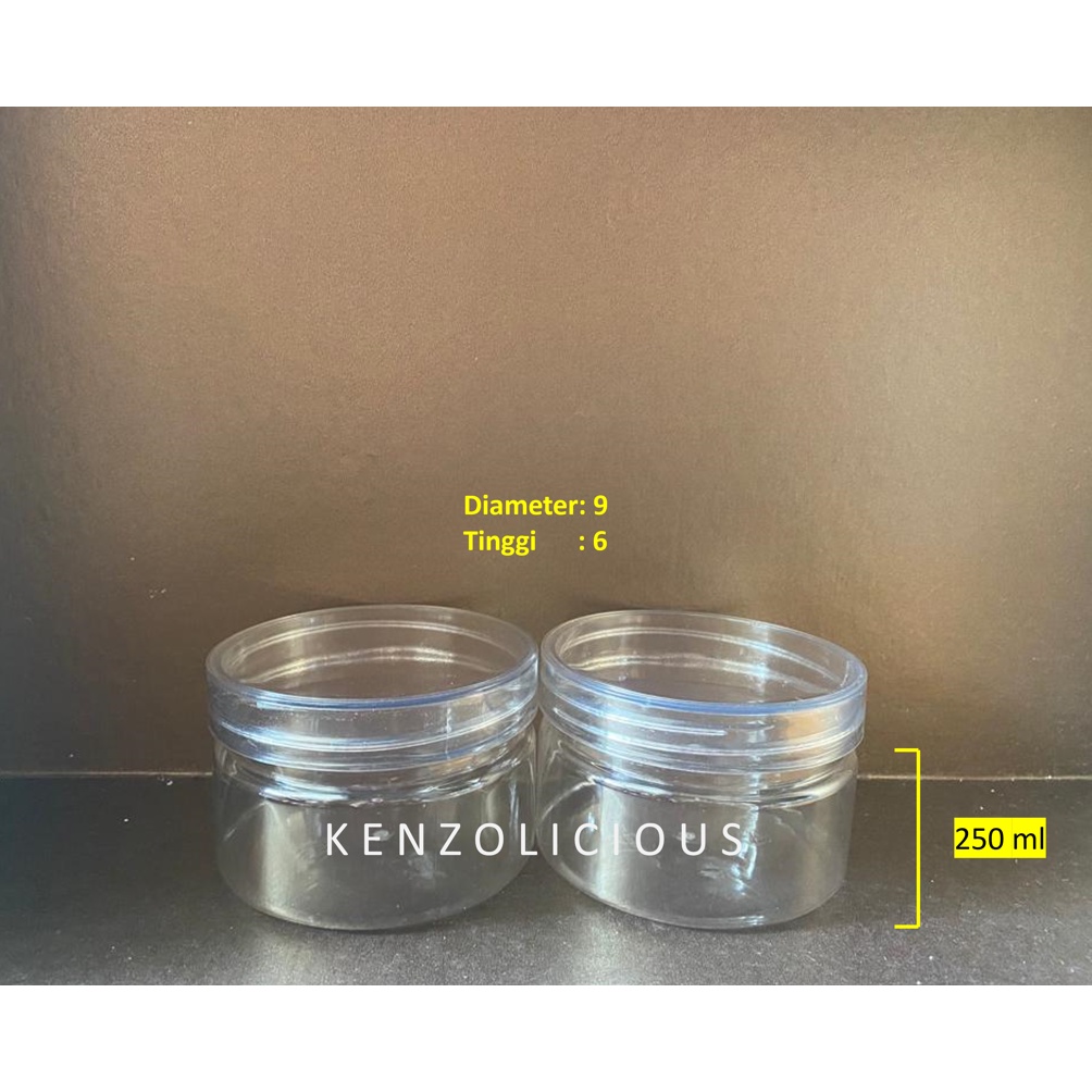 Toples Plastik UlirTutup Bening 250 ml / Toples Plastik Ulir Bening  Kue Desert 200 ML / Jar Toples 