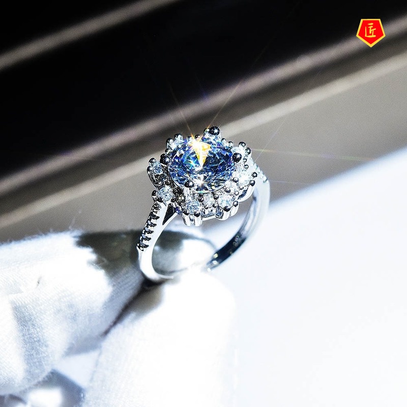 [Ready Stock]2 Karat Moissanite Snowflake Open Ring