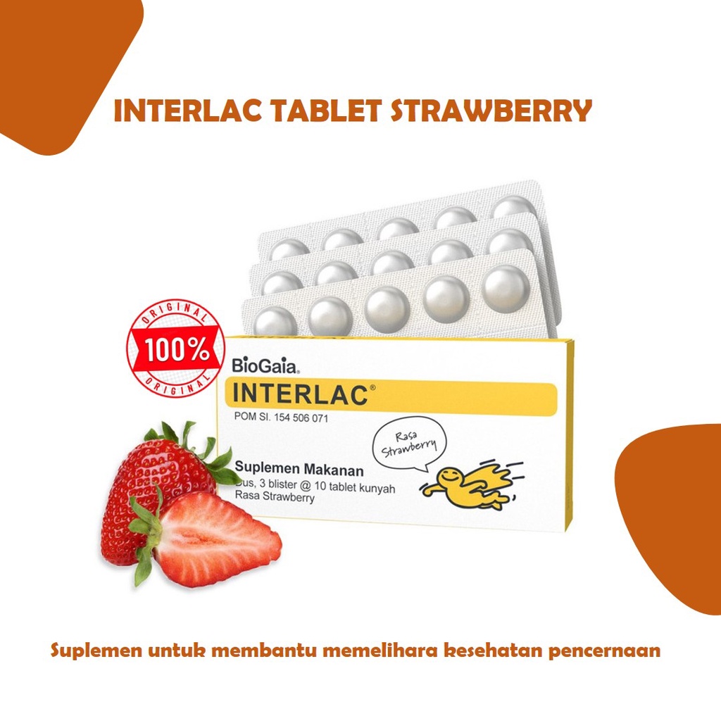 INTERLAC TABLET RASA STRAWBERRY Obat Saluran Pencernan Bayi/Pencegah Diare/Sistem Imun