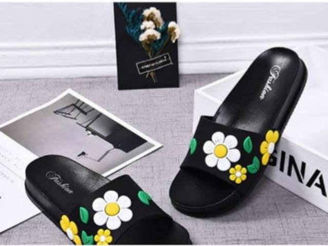 Sandal wanita bunga 3D BATAM motif timbul